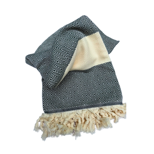 Turkish Towel - Black with Cream