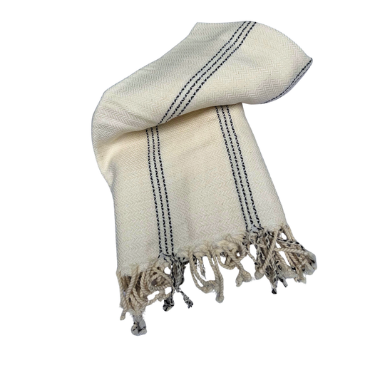 Turkish Towel - Cream with Black