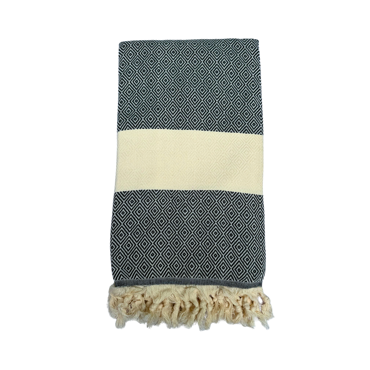 Turkish Towel - Black with Cream