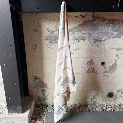 Turkish Towel - Cream with Black