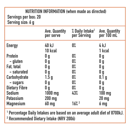 FORE.YOU Orange nutrition information